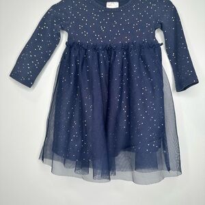 Hanna Andersson Navy Dress with Star Pattern 100 % Cotton